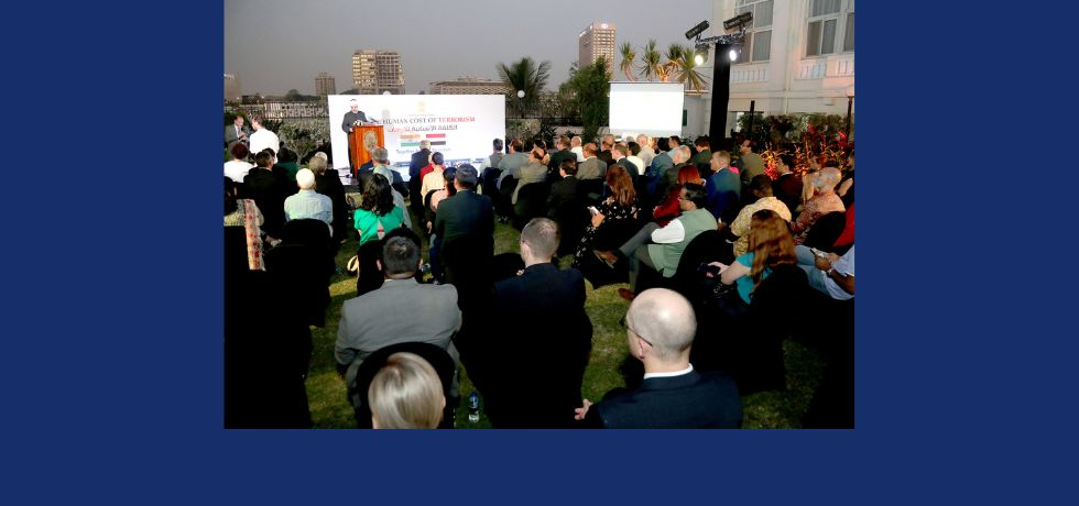  Ambassador Suresh Reddy and dignitaries wathcing the digital exhbition on the sidelines of Human Cost of Terrorism Seminar